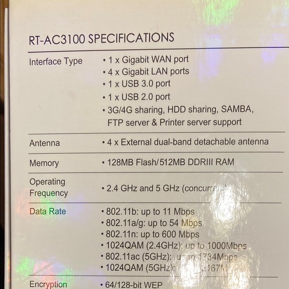 ASUS WiFi Router (RT-AC3100) comes in the original box, and looks like new. - Picture 5 of 11
